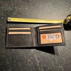 Leather Slim Bifold Wallet (Black).  Gender-Neutral. New.